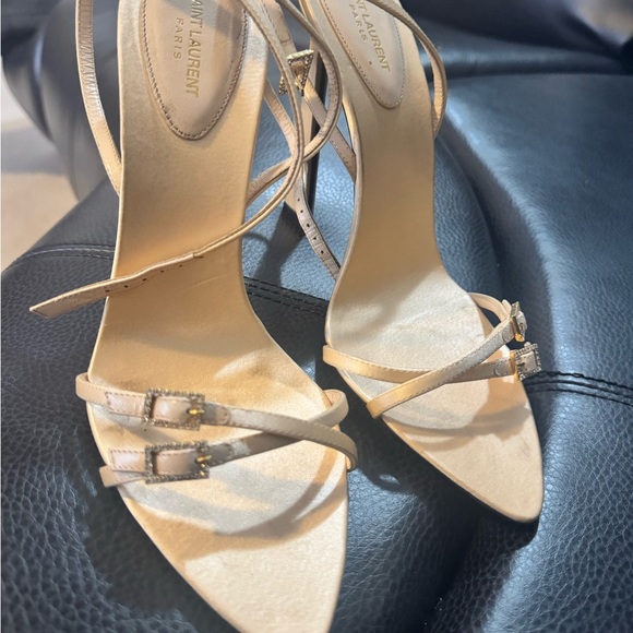 Saint Laurent Satin Crystal Embellishment Heels - Picture 3 of 6